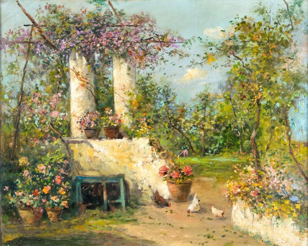 Giardino con polli
